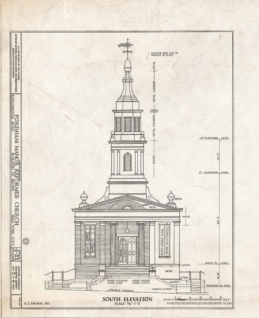 Blueprint HABS NY,3-Bronx,1- (Sheet 2 of 6) - Fordham Manor Reformed Church, 71 Kingsbridge Road & Reservoir Avenue, Bronx, Bronx County, NY
