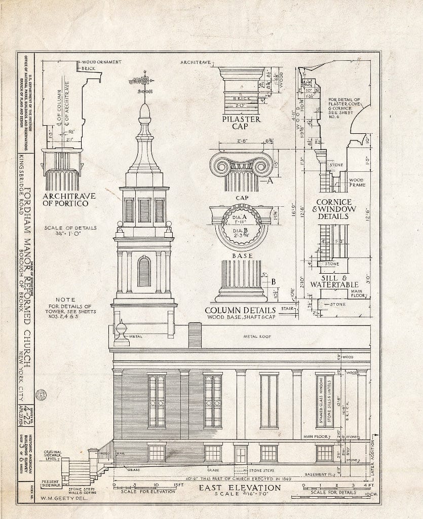 Blueprint HABS NY,3-Bronx,1- (Sheet 3 of 6) - Fordham Manor Reformed Church, 71 Kingsbridge Road & Reservoir Avenue, Bronx, Bronx County, NY