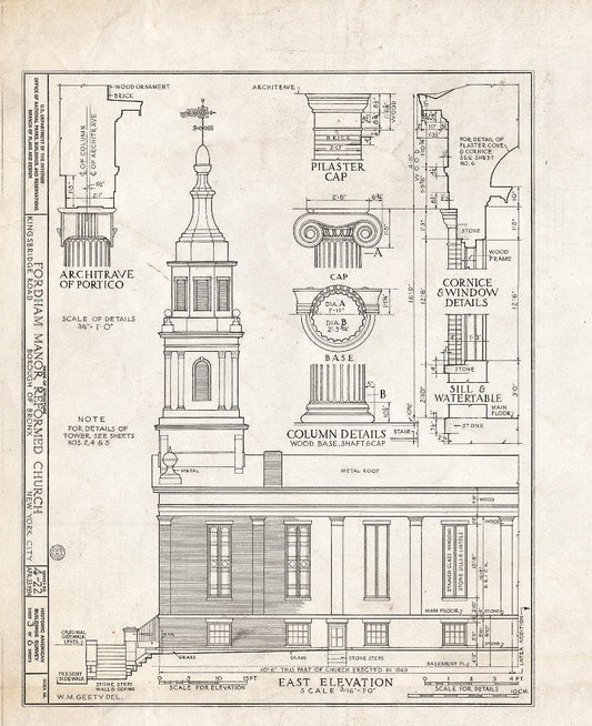 Blueprint HABS NY,3-Bronx,1- (Sheet 3 of 6) - Fordham Manor Reformed Church, 71 Kingsbridge Road & Reservoir Avenue, Bronx, Bronx County, NY