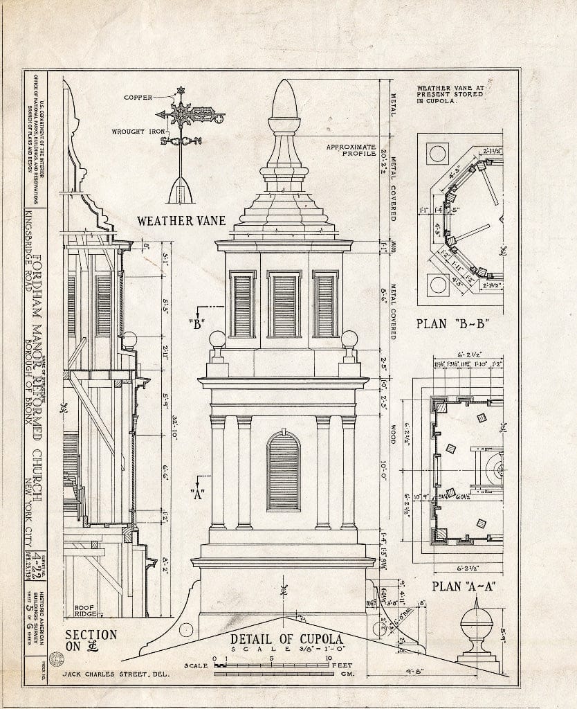 Blueprint HABS NY,3-Bronx,1- (Sheet 5 of 6) - Fordham Manor Reformed Church, 71 Kingsbridge Road & Reservoir Avenue, Bronx, Bronx County, NY
