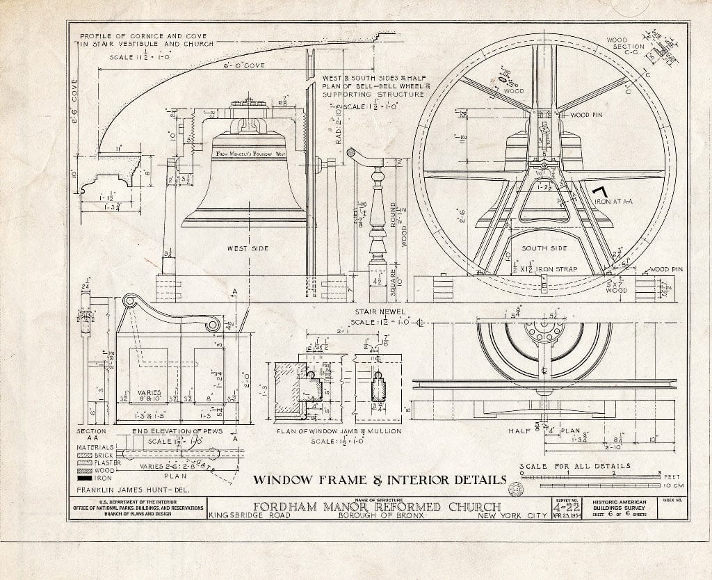 Blueprint HABS NY,3-Bronx,1- (Sheet 6 of 6) - Fordham Manor Reformed Church, 71 Kingsbridge Road & Reservoir Avenue, Bronx, Bronx County, NY