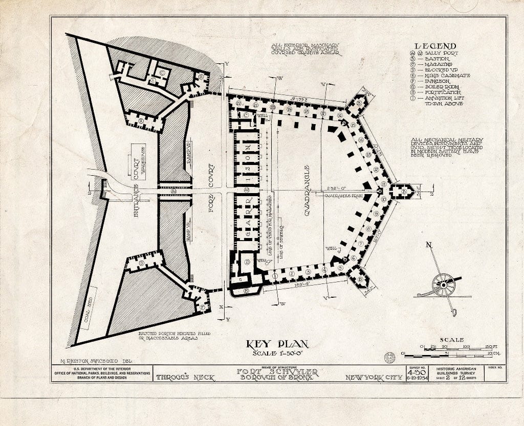 Blueprint HABS NY,3-Bronx,3- (Sheet 2 of 12) - Fort Schuyler, Throgg's Neck, Bronx, Bronx County, NY