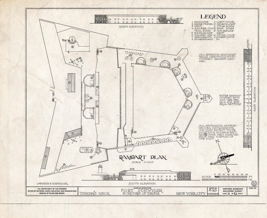 Blueprint HABS NY,3-Bronx,3- (Sheet 3 of 12) - Fort Schuyler, Throgg's Neck, Bronx, Bronx County, NY