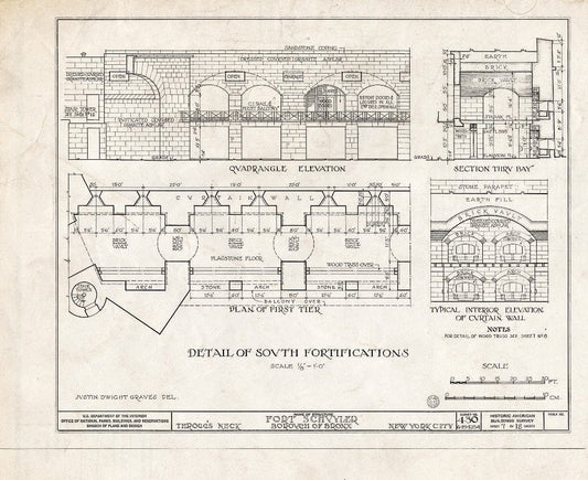 Blueprint HABS NY,3-Bronx,3- (Sheet 7 of 12) - Fort Schuyler, Throgg's Neck, Bronx, Bronx County, NY