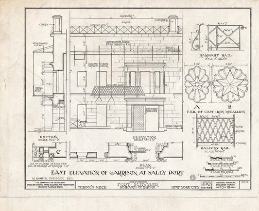 Blueprint HABS NY,3-Bronx,3- (Sheet 10 of 12) - Fort Schuyler, Throgg's Neck, Bronx, Bronx County, NY