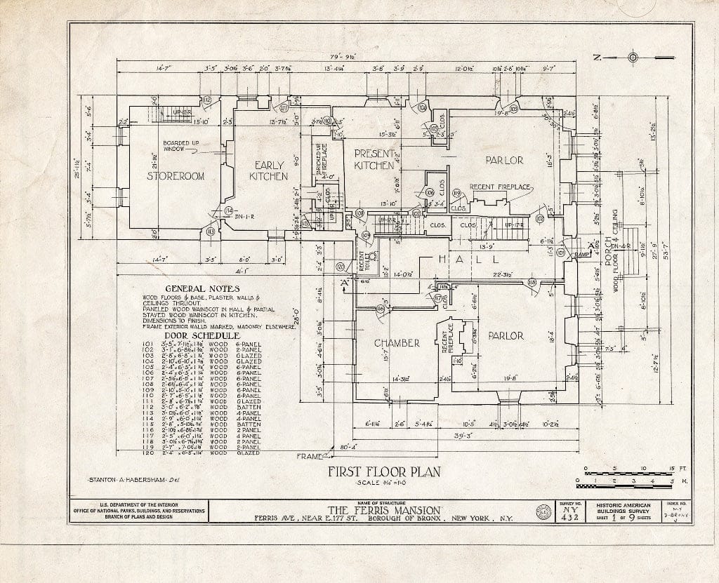 Blueprint HABS NY,3-Bronx,4- (Sheet 1 of 9) - Ferris Mansion, Ferris Avenue, Bronx, Bronx County, NY