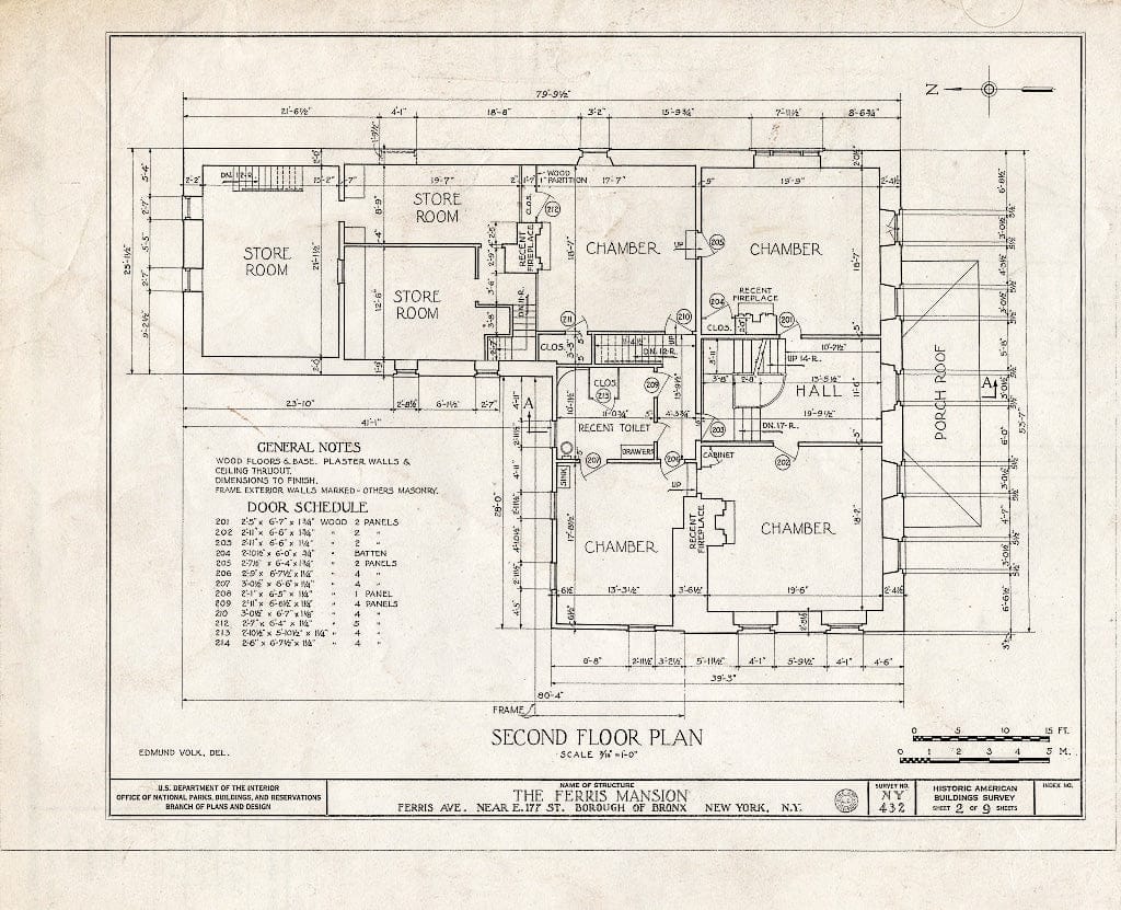 Blueprint HABS NY,3-Bronx,4- (Sheet 2 of 9) - Ferris Mansion, Ferris Avenue, Bronx, Bronx County, NY