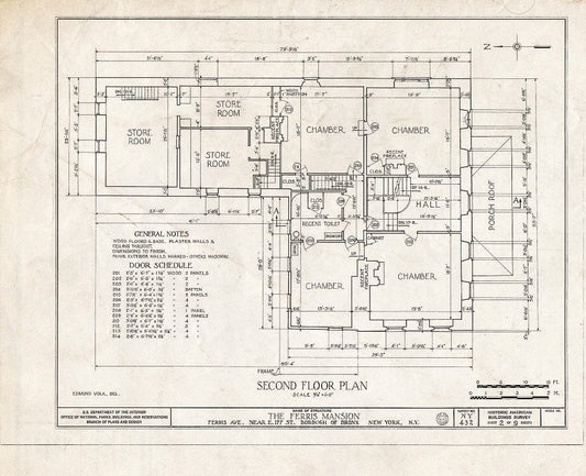 Blueprint HABS NY,3-Bronx,4- (Sheet 2 of 9) - Ferris Mansion, Ferris Avenue, Bronx, Bronx County, NY