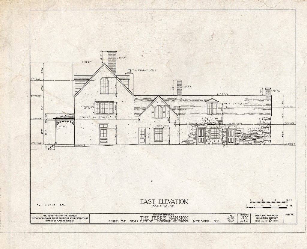 Blueprint HABS NY,3-Bronx,4- (Sheet 4 of 9) - Ferris Mansion, Ferris Avenue, Bronx, Bronx County, NY