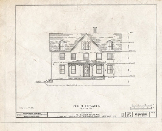 Blueprint HABS NY,3-Bronx,4- (Sheet 5 of 9) - Ferris Mansion, Ferris Avenue, Bronx, Bronx County, NY