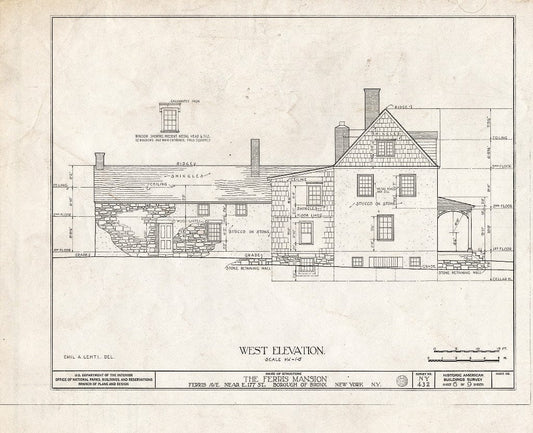 Blueprint HABS NY,3-Bronx,4- (Sheet 6 of 9) - Ferris Mansion, Ferris Avenue, Bronx, Bronx County, NY