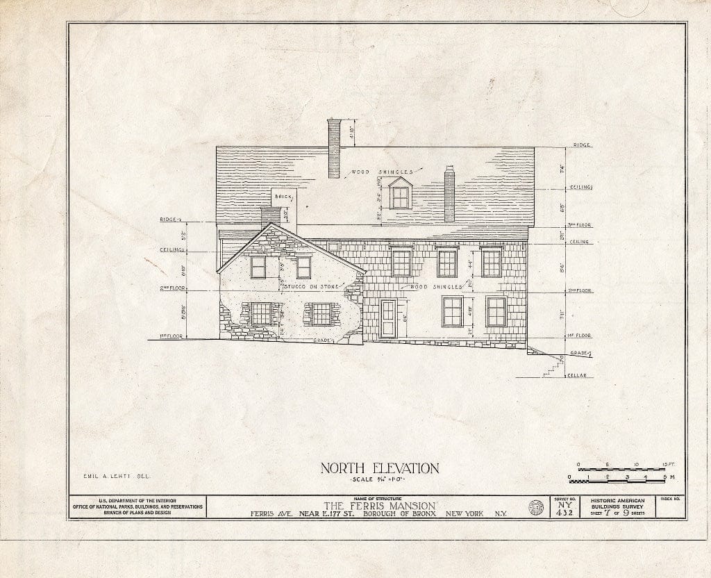 Blueprint HABS NY,3-Bronx,4- (Sheet 7 of 9) - Ferris Mansion, Ferris Avenue, Bronx, Bronx County, NY