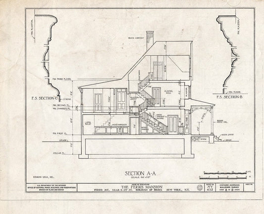 Blueprint HABS NY,3-Bronx,4- (Sheet 8 of 9) - Ferris Mansion, Ferris Avenue, Bronx, Bronx County, NY