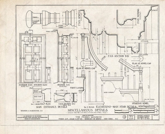Blueprint HABS NY,3-Bronx,4- (Sheet 9 of 9) - Ferris Mansion, Ferris Avenue, Bronx, Bronx County, NY