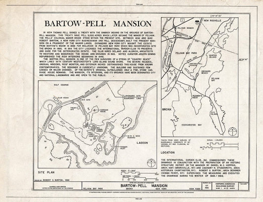 Blueprint HABS NY,3-Bronx,6- (Sheet 1 of 10) - Bartow-Pell Mansion, Shore Road, Pelham Bay Park, Bronx, Bronx County, NY