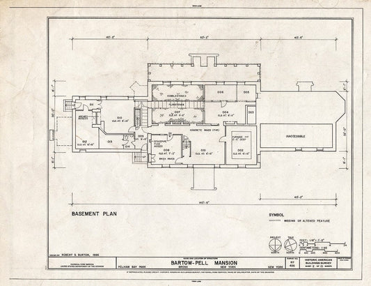 Blueprint HABS NY,3-Bronx,6- (Sheet 2 of 10) - Bartow-Pell Mansion, Shore Road, Pelham Bay Park, Bronx, Bronx County, NY