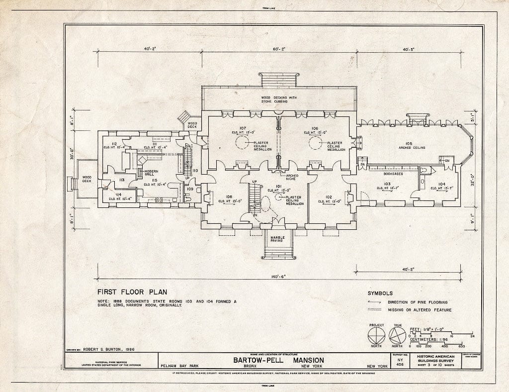 Blueprint HABS NY,3-Bronx,6- (Sheet 3 of 10) - Bartow-Pell Mansion, Shore Road, Pelham Bay Park, Bronx, Bronx County, NY