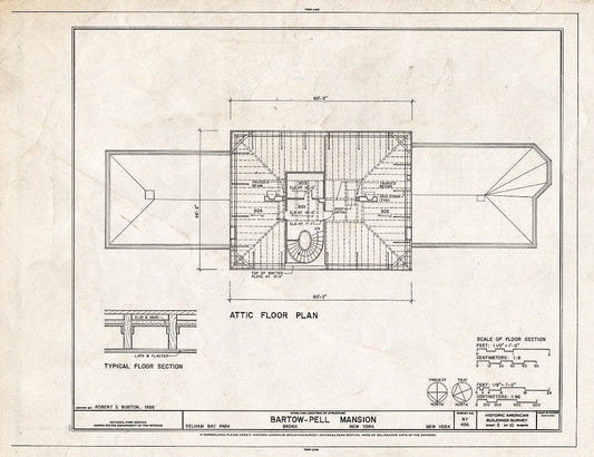 Blueprint HABS NY,3-Bronx,6- (Sheet 5 of 10) - Bartow-Pell Mansion, Shore Road, Pelham Bay Park, Bronx, Bronx County, NY