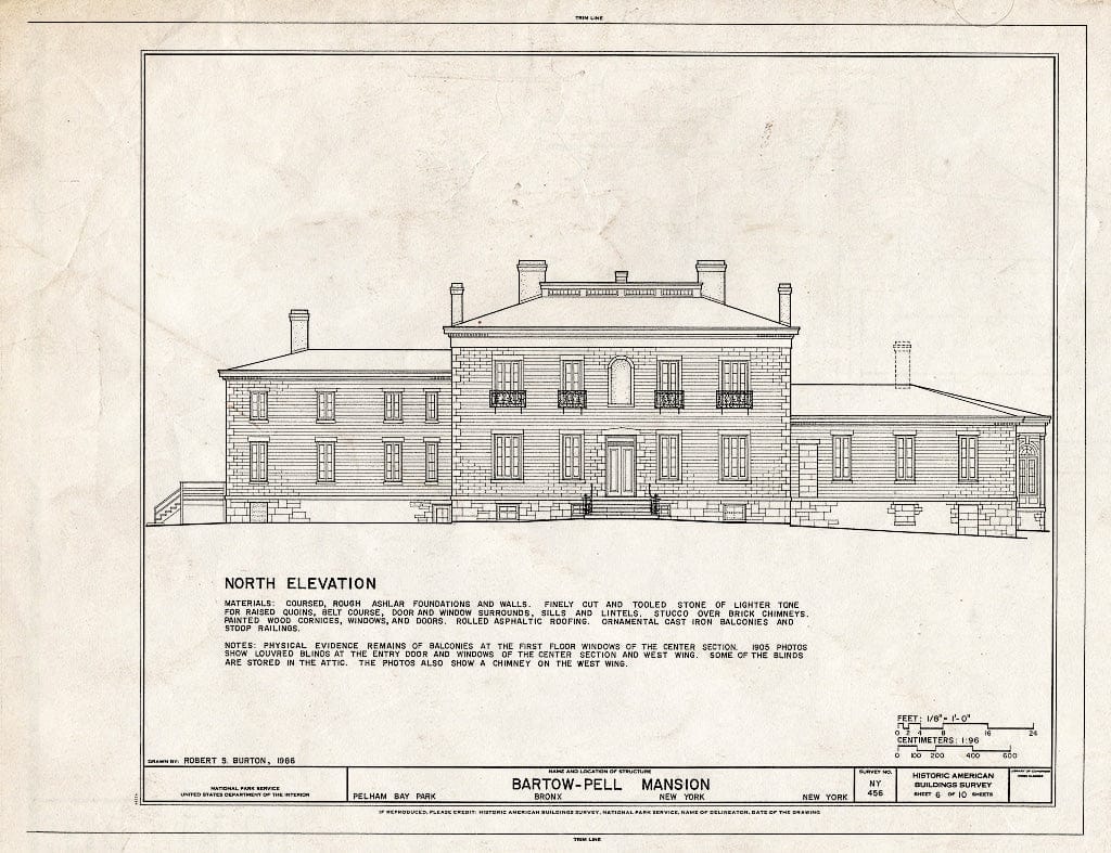 Blueprint HABS NY,3-Bronx,6- (Sheet 6 of 10) - Bartow-Pell Mansion, Shore Road, Pelham Bay Park, Bronx, Bronx County, NY