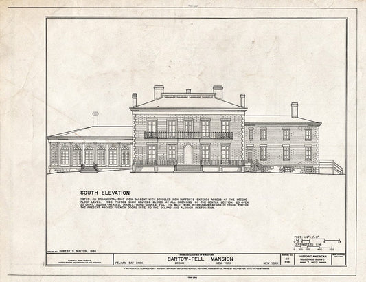 Blueprint HABS NY,3-Bronx,6- (Sheet 7 of 10) - Bartow-Pell Mansion, Shore Road, Pelham Bay Park, Bronx, Bronx County, NY