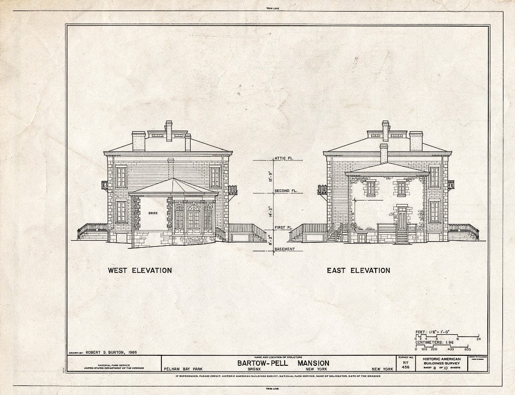 Blueprint HABS NY,3-Bronx,6- (Sheet 8 of 10) - Bartow-Pell Mansion, Shore Road, Pelham Bay Park, Bronx, Bronx County, NY