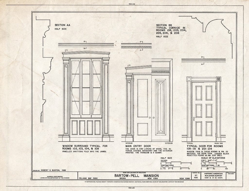 Blueprint HABS NY,3-Bronx,6- (Sheet 9 of 10) - Bartow-Pell Mansion, Shore Road, Pelham Bay Park, Bronx, Bronx County, NY