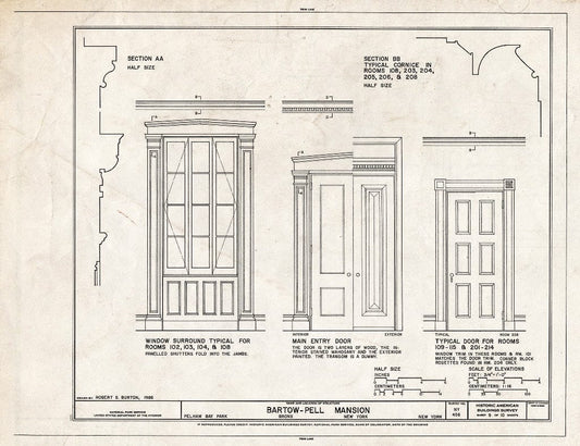 Blueprint HABS NY,3-Bronx,6- (Sheet 9 of 10) - Bartow-Pell Mansion, Shore Road, Pelham Bay Park, Bronx, Bronx County, NY