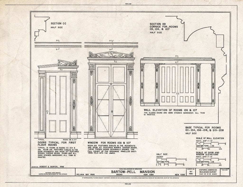 Blueprint HABS NY,3-Bronx,6- (Sheet 10 of 10) - Bartow-Pell Mansion, Shore Road, Pelham Bay Park, Bronx, Bronx County, NY