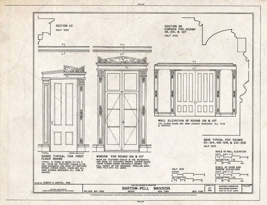 Blueprint HABS NY,3-Bronx,6- (Sheet 10 of 10) - Bartow-Pell Mansion, Shore Road, Pelham Bay Park, Bronx, Bronx County, NY