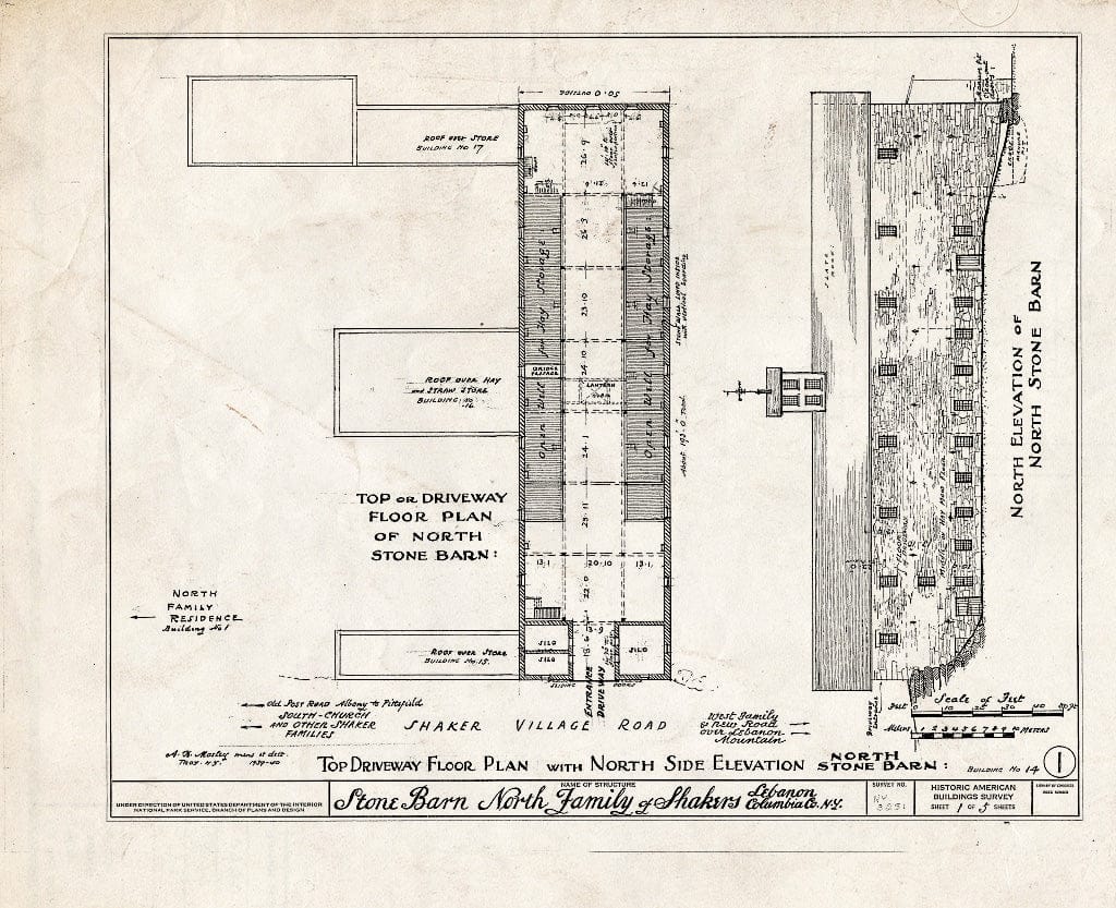 Blueprint HABS NY,11-NELEB.V,30- (Sheet 1 of 5) - Shaker North Family Barn, State Route 22 & U.S. Route 20, New Lebanon, Columbia County, NY