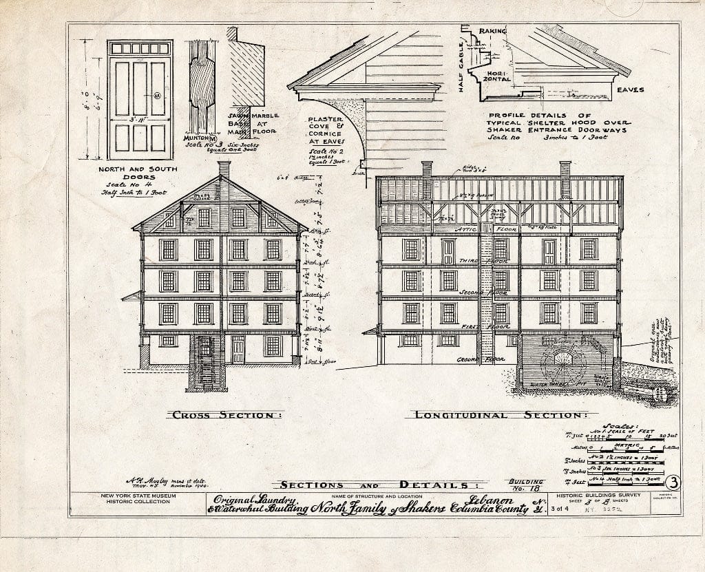 Blueprint HABS NY,11-NELEB.V,31- (Sheet 3 of 4) - Shaker North Family Washhouse (First), Shaker Road, New Lebanon, Columbia County, NY