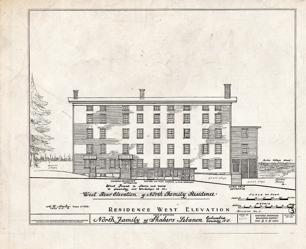 Blueprint HABS NY,11-NELEB.V,24- (Sheet 3 of 11) - Shaker North Family, Dwelling House, Shaker Road, New Lebanon, Columbia County, NY