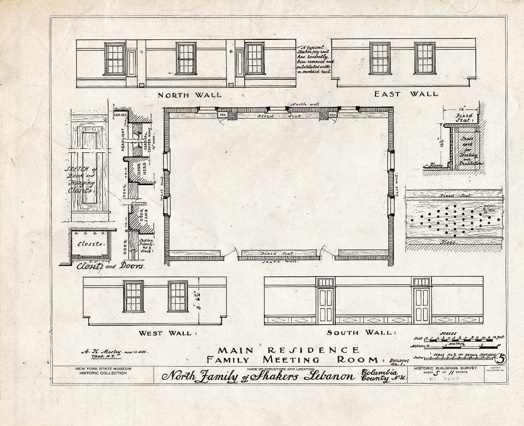 Blueprint HABS NY,11-NELEB.V,24- (Sheet 5 of 11) - Shaker North Family, Dwelling House, Shaker Road, New Lebanon, Columbia County, NY