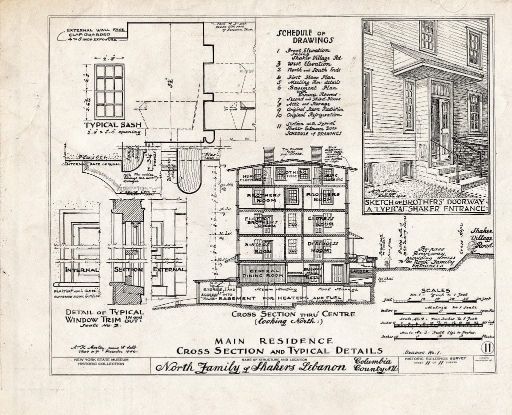 Blueprint HABS NY,11-NELEB.V,24- (Sheet 11 of 11) - Shaker North Family, Dwelling House, Shaker Road, New Lebanon, Columbia County, NY