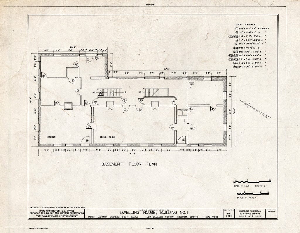 Blueprint HABS NY,11-NELEB.V,17- (Sheet 2 of 3) - Shaker South Family Dwelling House (Second), Shaker Road, New Lebanon, Columbia County, NY