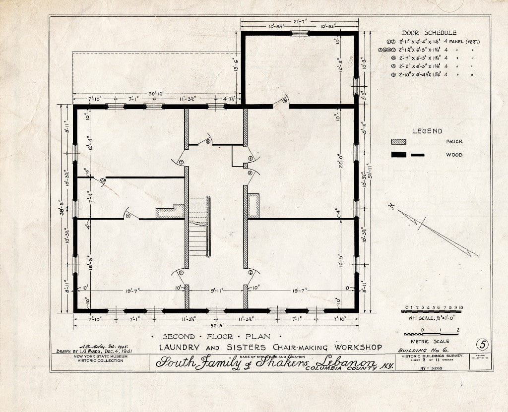 Blueprint HABS NY,11-NELEB.V,20- (Sheet 3 of 11) - Shaker South Family Washhouse, Shaker Road, New Lebanon, Columbia County, NY