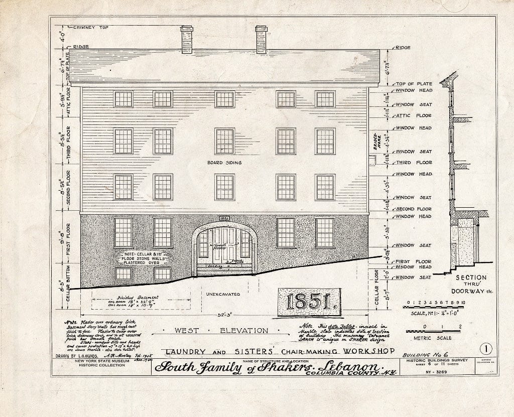 Blueprint HABS NY,11-NELEB.V,20- (Sheet 6 of 11) - Shaker South Family Washhouse, Shaker Road, New Lebanon, Columbia County, NY