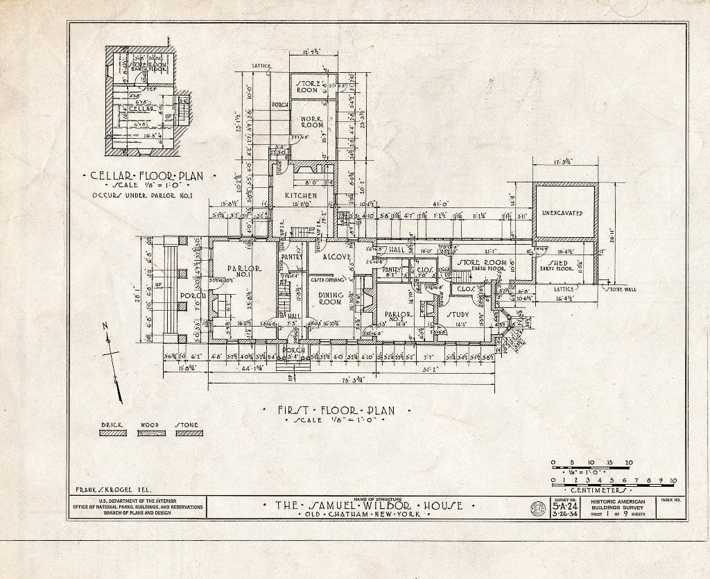 Blueprint HABS NY,11-Chato,1- (Sheet 1 of 9) - Samuel Wilbor House, Old Chatham, Columbia County, NY