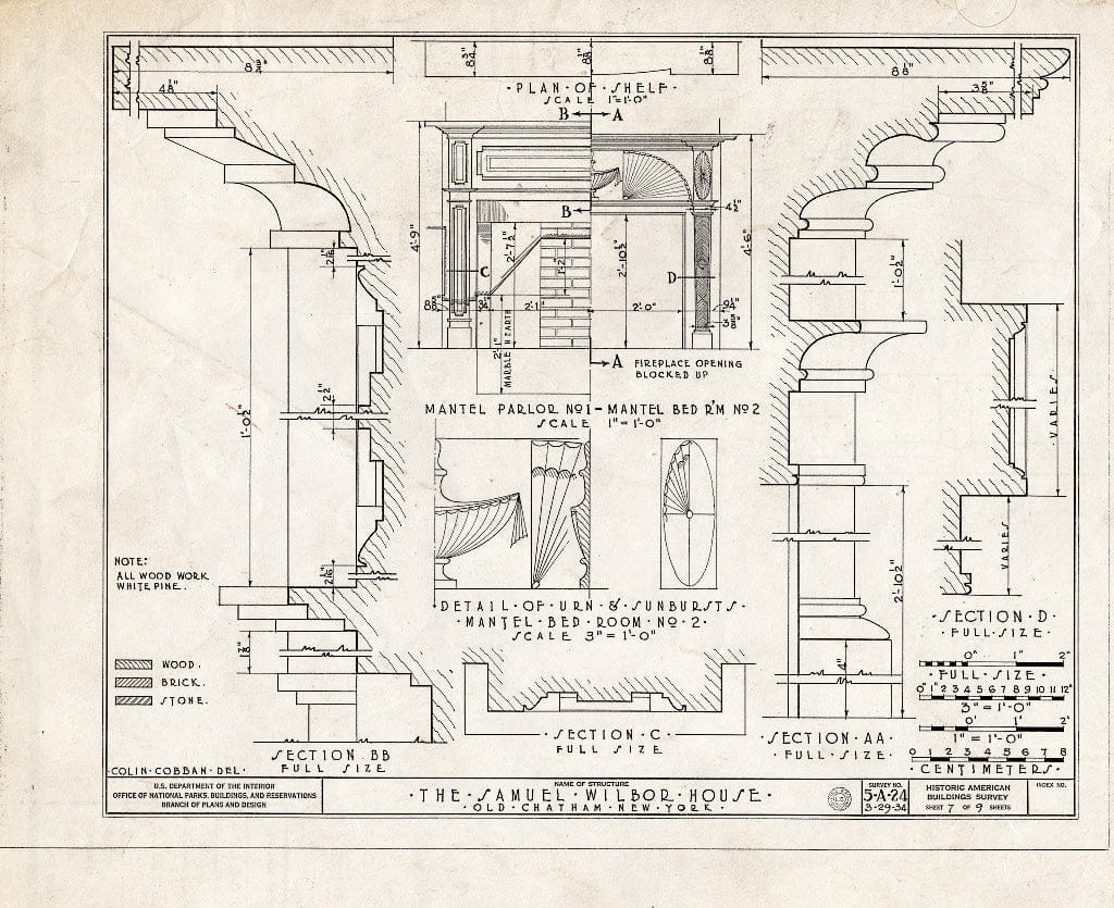 Blueprint HABS NY,11-Chato,1- (Sheet 7 of 9) - Samuel Wilbor House, Old Chatham, Columbia County, NY