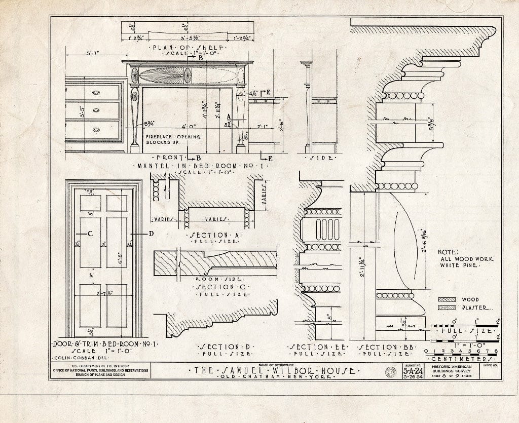 Blueprint HABS NY,11-Chato,1- (Sheet 8 of 9) - Samuel Wilbor House, Old Chatham, Columbia County, NY