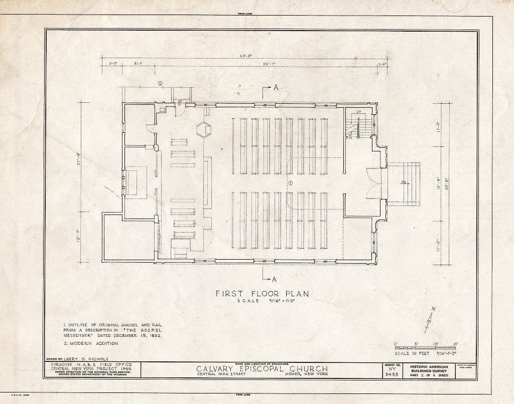 Blueprint HABS NY,12-HOM,1- (Sheet 2 of 4) - Calvary Episcopal Church, Park Street, Homer, Cortland County, NY