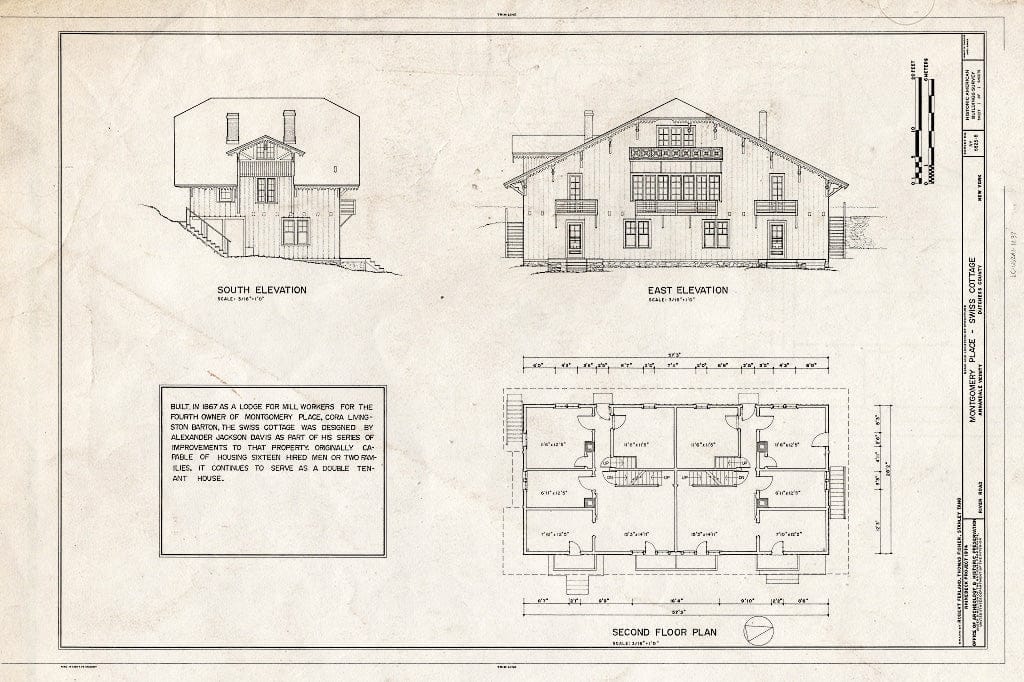Blueprint HABS NY,14-Barto.V,3B- (Sheet 1 of 1) - Montgomery Place, Swiss Cottage, Annandale Road, Barrytown, Dutchess County, NY