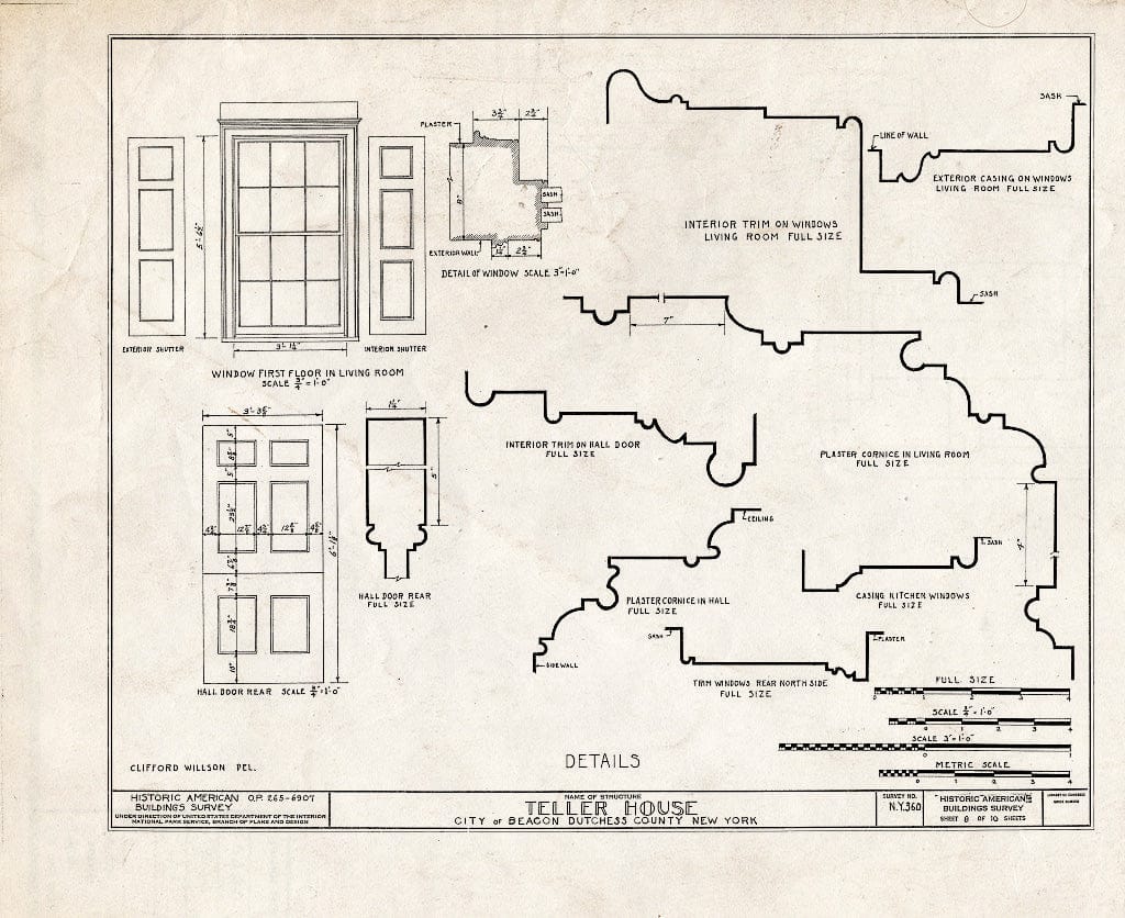 Blueprint HABS NY,14-BEAC,1- (Sheet 8 of 10) - Teller House, De Windt Street, Beacon, Dutchess County, NY