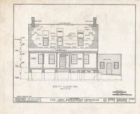 Blueprint HABS NY,14-BRINC,1- (Sheet 5 of 18) - Colonel John Brinckerhoff House, State Route 82, Brinckerhoff, Dutchess County, NY
