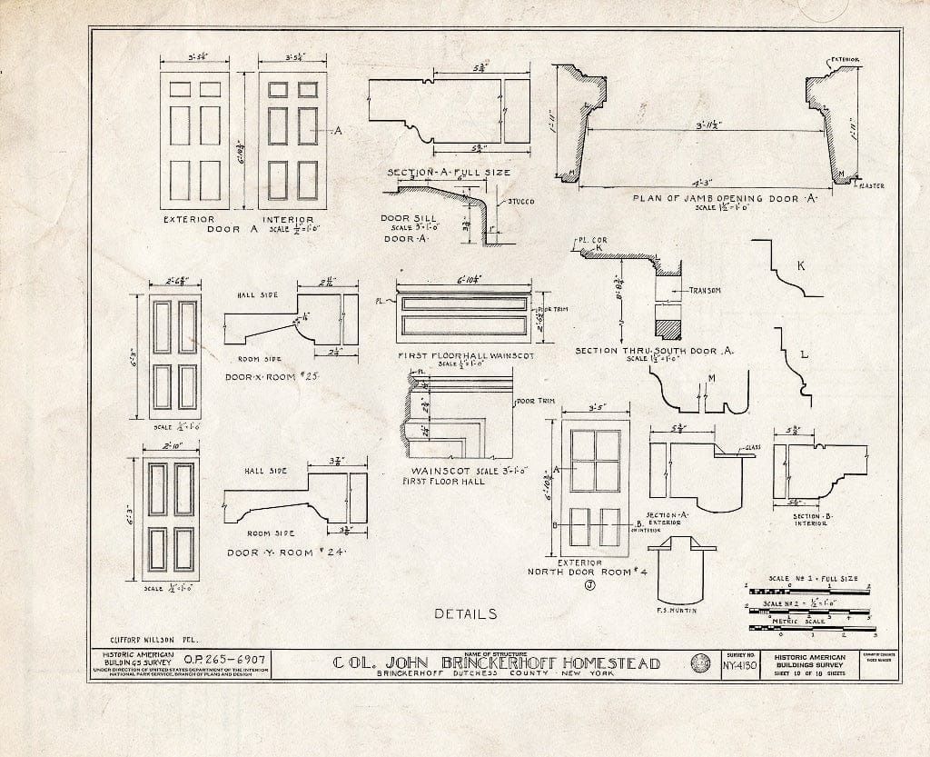 Blueprint HABS NY,14-BRINC,1- (Sheet 10 of 18) - Colonel John Brinckerhoff House, State Route 82, Brinckerhoff, Dutchess County, NY