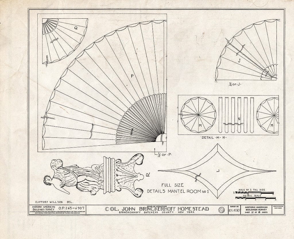 Blueprint HABS NY,14-BRINC,1- (Sheet 12 of 18) - Colonel John Brinckerhoff House, State Route 82, Brinckerhoff, Dutchess County, NY