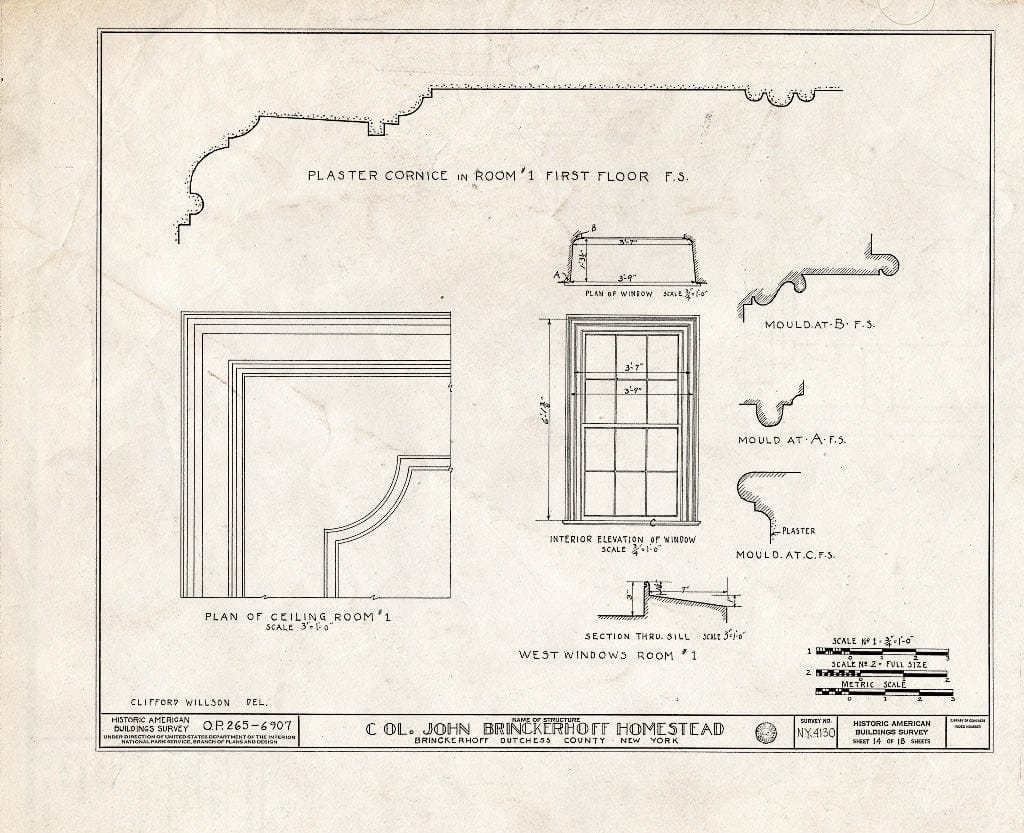 Blueprint HABS NY,14-BRINC,1- (Sheet 14 of 18) - Colonel John Brinckerhoff House, State Route 82, Brinckerhoff, Dutchess County, NY