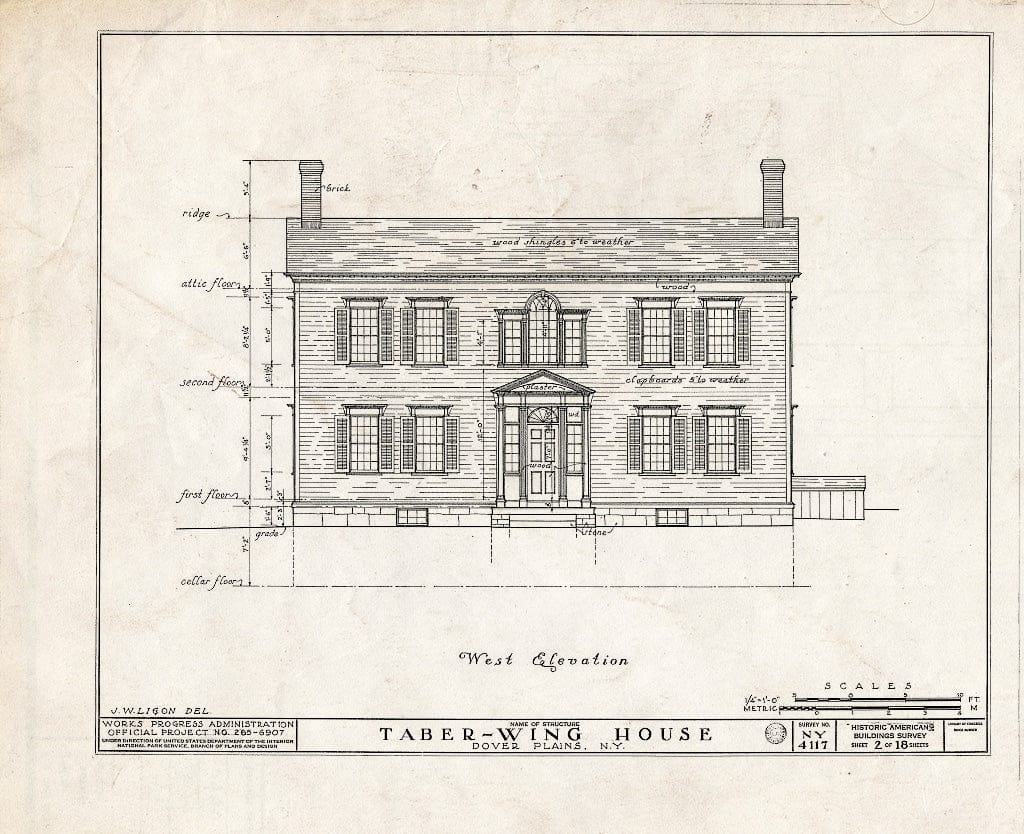 Blueprint HABS NY,14-DOVP,1- (Sheet 2 of 18) - Taber-Wing House, State Route 22, Dover Plains, Dutchess County, NY