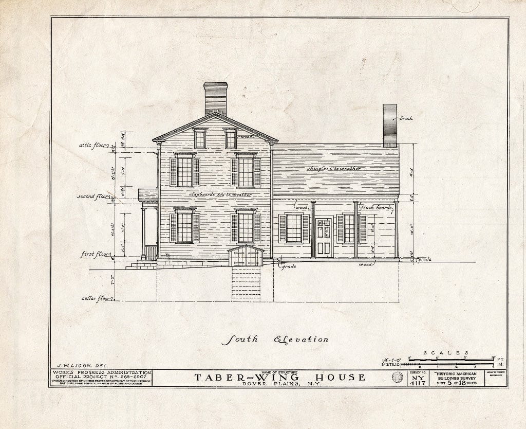 Blueprint HABS NY,14-DOVP,1- (Sheet 5 of 18) - Taber-Wing House, State Route 22, Dover Plains, Dutchess County, NY
