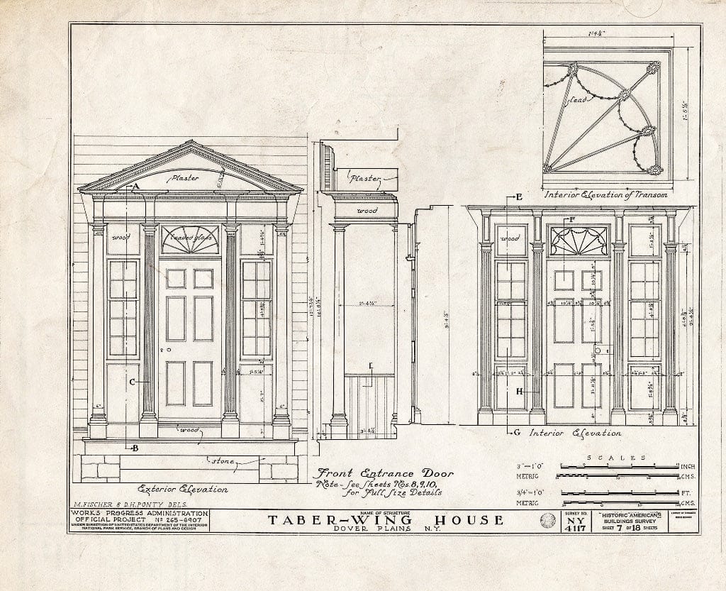 Blueprint HABS NY,14-DOVP,1- (Sheet 7 of 18) - Taber-Wing House, State Route 22, Dover Plains, Dutchess County, NY
